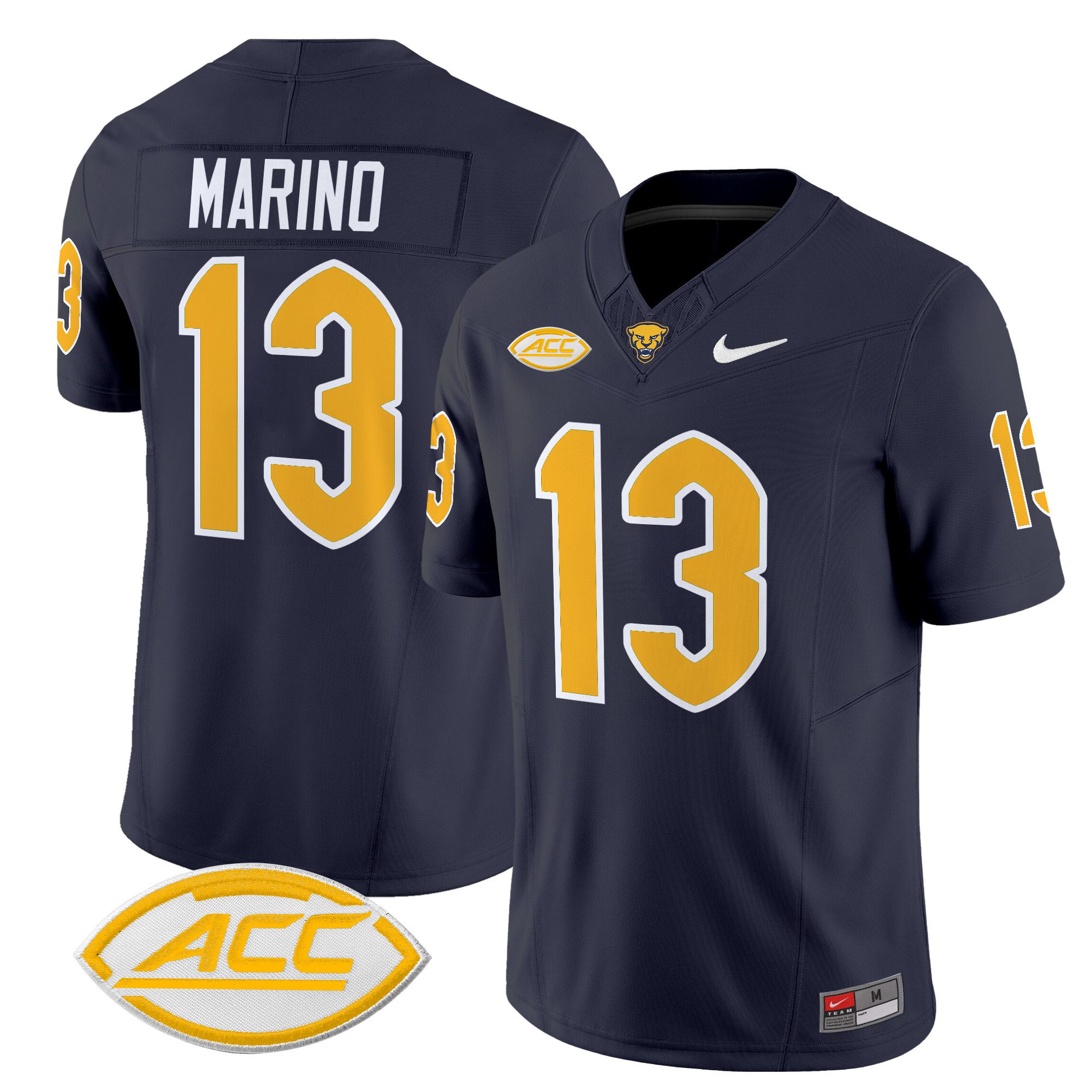 Men Pittsburgh Panthers #13 Marino Black Nike 2024 Vapor Limited NCAA Jersey style 1